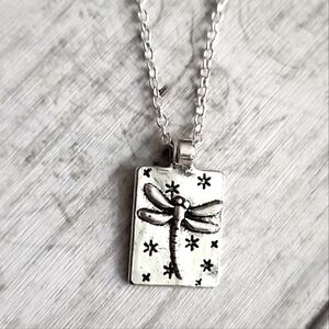 Dragonfly Pendant Necklace SILVER 925/ Zinc Pendant Tarnish Resistant
